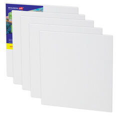 Холсты на картоне НАБОР 5 штук (20&times;20 см), хлопок, 280 г/<wbr/>м<sup>2</sup>, грунт, BRAUBERG ART CLASSIC, 192650