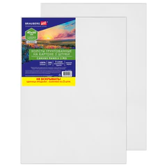 Холсты на картоне НАБОР 2 штуки (40&times;60 см), хлопок, грунт, 280 г/<wbr/>м<sup>2</sup>, BRAUBERG ART CLASSIC, 192656