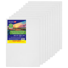 Холсты на картоне НАБОР 10 штук (20&times;30 см), хлопок, грунт, 280 г/<wbr/>м<sup>2</sup>, BRAUBERG ART CLASSIC, 192659