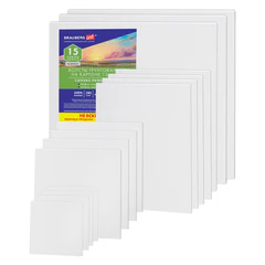 Холсты на картоне НАБОР 15 штук, хлопок, грунт, 280 г/<wbr/>м<sup>2</sup>, BRAUBERG ART CLASSIC, 192662