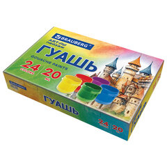 Гуашь BRAUBERG &laquo;ЗАМОК&raquo; 24 цвета по 20 мл, 192687