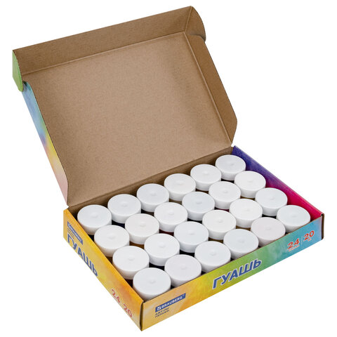 Гуашь BRAUBERG "ЗАМОК" 24 цвета по 20 мл, надежная упаковка, 192689 - фото 2