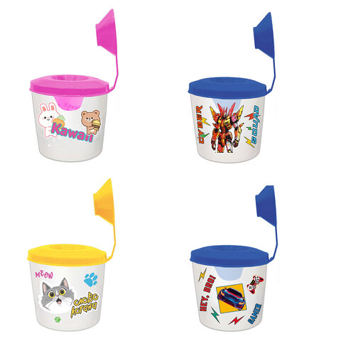 Стакан-непроливайка с крышкой, рисунок на корпусе, цвет АССОРТИ, СН-15