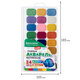 Краски акварельные BRAUBERG KIDS NEW, медовые, 24 цвета (18 базовых + 6 перламутр), квадратные кюветы, пластик. пенал с европодвесом, 192798