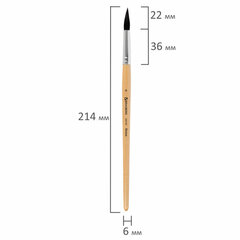 Кисть BRAUBERG, белка, круглая, № 6, 200183