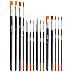 Кисти ПИФАГОР, набор 15 шт. (ПОНИ &mdash; 9 шт., СИНТЕТИКА &mdash; 4 шт., ЩЕТИНА &mdash; 2 шт., круглые, плоские), блистер, 200504