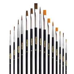 Кисти ПИФАГОР, набор 15 шт. (ПОНИ &mdash; 9 шт., СИНТЕТИКА &mdash; 4 шт., ЩЕТИНА &mdash; 2 шт., круглые, плоские), блистер, 200504