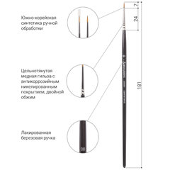 Кисть художественная профессиональная BRAUBERG ART CLASSIC, синтетика мягкая под колонок, круглая, № 00, короткая ручка, 200684