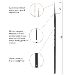 Кисть художественная проф. BRAUBERG ART CLASSIC, синтетика мягкая под колонок, кругл, № 0, кор руч
