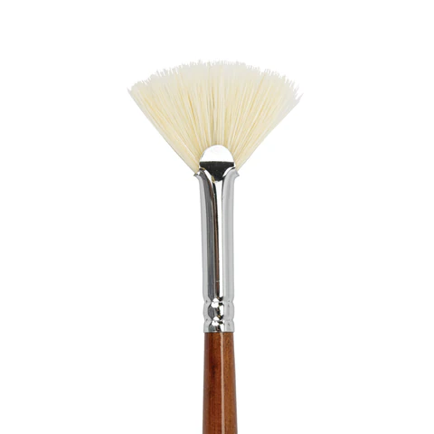 Кисть художественная профессиональная BRAUBERG ART CLASSIC, щетина, веерная, № 6, длинная ручка, 200