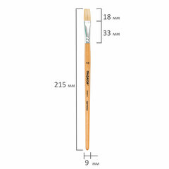 Кисть ПИФАГОР, ЩЕТИНА, плоская, № 10, деревянная лакированная ручка, пакет с подвесом, 200874