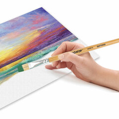 Кисть ПИФАГОР, ЩЕТИНА, плоская, № 10, деревянная лакированная ручка, пакет с подвесом, 200874