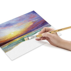 Кисть ПИФАГОР, ЩЕТИНА, плоская, № 12, деревянная лакированная ручка, пакет с подвесом, 200875