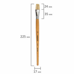 Кисть ПИФАГОР, ЩЕТИНА, плоская, № 16, деревянная лакированная ручка, пакет с подвесом, 200877