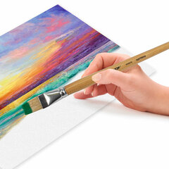 Кисть ПИФАГОР, ЩЕТИНА, плоская, № 18, деревянная лакированная ручка, пакет с подвесом, 200878