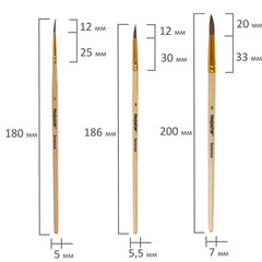 Кисти ПИФАГОР, набор 6 шт. (БЕЛКА: круглые № 1, 3, 5, 7, 9, 11), блистер с европодвесом, 200891