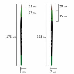 Кисти BRAUBERG PREMIUM, набор 3 шт. (из ворса пони круглые № 2, 4, 7), блистер, 201021