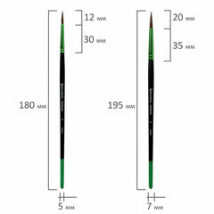 Кисти BRAUBERG PREMIUM, набор 5 шт. (из ворса пони круглые № 1, 2, 3, 4, 5), блистер, 201022