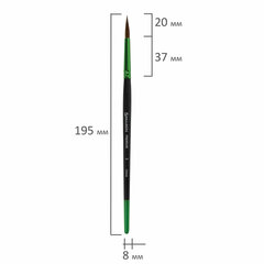 Кисти BRAUBERG PREMIUM, набор 5 шт. (из ворса пони круглые № 1, 2, 3, 4, 5), блистер, 201022
