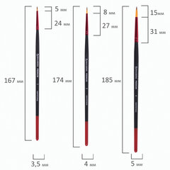 Кисти BRAUBERG PREMIUM, набор 10 шт. (синтетика, круглые № 1, 2, 3, 5, 8, плоские № 2, 4, 6, 8, 10), 201027
