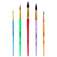 Кисти ПОНИ, БЕЛКА набор 5 шт. (пони круглые 2, 3, 5 белка круглые 6, 8) блистер, ЮНЛАНДИЯ, 201070