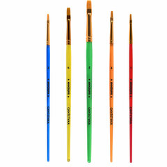 Кисти СИНТЕТИКА набор 5 шт. (плоские № 1, 2, 3, 4, 5), пакет с европодвесом, ЮНЛАНДИЯ, 201077