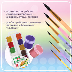 Кисти БЕЛКА набор 6 шт. (круглые № 1, 2, 3, 4, 5, 6), блистер, BRAUBERG KIDS, 201083