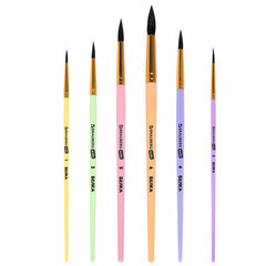 Кисти БЕЛКА набор 6 шт. (круглые № 1, 2, 3, 4, 5, 6), блистер, BRAUBERG KIDS, 201083