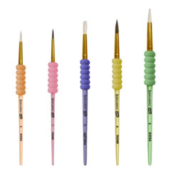 Кисти c EVA-вставкой НАБОР 5 шт. (ПОНИ круглые №1, 4; КОЗА круглые №3, 6; ЩЕТИНА плоская №4), BRAUBERG KIDS, 201091