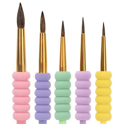 Кисти c EVA-вставкой ПОНИ набор 5 шт. (круглые №1, 2, 3, 4, 5), блистер, BRAUBERG KIDS, 201092