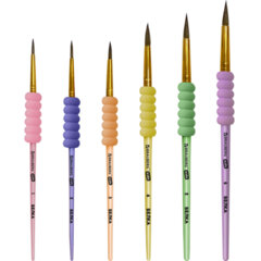 Кисти c EVA-вставкой БЕЛКА набор 6 шт. (круглые №1, 2, 3, 4, 5, 6), блистер, BRAUBERG KIDS, 201093