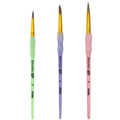 Кисти c силиконовой вставкой ПОНИ набор 3 шт. (круглые №3, 4, 5), блистер, BRAUBERG KIDS, 201096