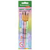 Кисти c силиконовой вставкой ПОНИ набор 3 шт. (круглые №3, 4, 5), блистер, BRAUBERG KIDS, 201096