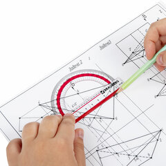 Транспортир 10 см, 180 градусов, пластиковый, BRAUBERG &laquo;Crystal&raquo;, прозрачный, с выделенной шкалой, подвес, 210292