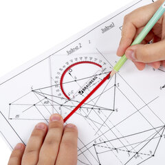 Треугольник пластиковый, угол 45, 13 см, BRAUBERG &laquo;Crystal&raquo;, с транспортиром, прозрачный, с выделенной шкалой, 210293