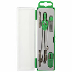 Готовальня BRAUBERG &laquo;Klasse&raquo;, 5 предметов: циркуль 125 мм, 2 вставки, грифель, точилка, пенал с подвесом, 210336