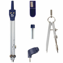 Готовальня BRAUBERG &laquo;Student Oxford&raquo;, 5 предметов циркуль + кронциркуль, держатель, грифель, точилка, 210338