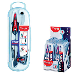 Готовальня MAPED (Франция) &laquo;Stop System&raquo;, 3 предмета, ударопрочный пенал с европодвесом, 196100