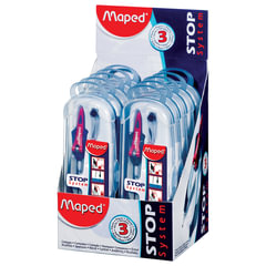 Готовальня MAPED (Франция) &laquo;Stop System&raquo;, 3 предмета, ударопрочный пенал с европодвесом, 196100