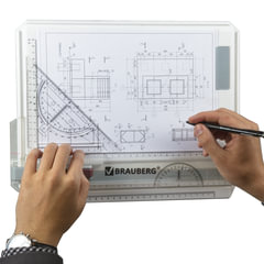 Доска чертежная А4, 370&times;295 мм, с рейсшиной и треугольником, BRAUBERG, 210535