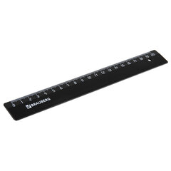 Линейка пластиковая 20 см, BRAUBERG, черная, 210607