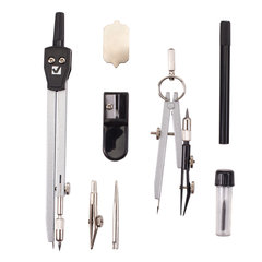 Готовальня BRAUBERG &laquo;Architect&raquo;, 8 предметов: циркуль + кронциркуль, вставки + держатель, отвёртка, точилка, грифель, 210659