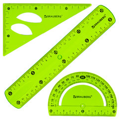 Набор чертежный средний гибкий BRAUBERG &laquo;FLEX&raquo; (линейка 20 см, треугольник, транспортир), ассорти, 210679