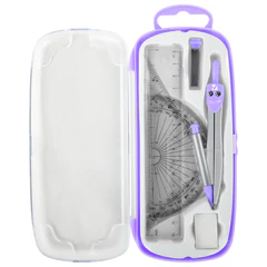 Готовальня BRAUBERG SCHOOL KIT, 9 предметов, циркуль 125 мм, чертежные принадлежности, лаванда, 210713