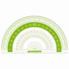 Набор чертежный ЮНЛАНДИЯ &laquo;ГЕОМЕТРИЯ&raquo; (линейка 18 см, 2 треугольника, транспортир), зеленая шкала, 210740