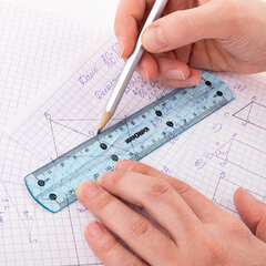 Линейка 15 см гибкая ЮНЛАНДИЯ &laquo;FLEX&raquo;, пластиковая, тонированная, голубая, 210757