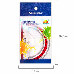 Транспортир 10 см BRAUBERG &laquo;FRESH ZONE&raquo;, 180 градусов, пластик, прозрачный, красная шкала, 210760