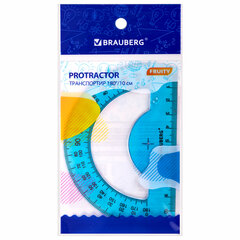 Транспортир 10 см BRAUBERG &laquo;FRUITY&raquo;, 180 градусов, пластик, тонированный, ассорти, 210768