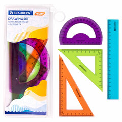 Изображение товара Набор чертежный средний BRAUBERG FRUITY 4 шт пластиковый пенал ассорти
