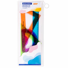 Набор чертежный большой BRAUBERG &laquo;FRUITY&raquo; (линейка 30 см, 2 треугольника, транспортир), пенал, 210772